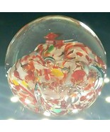 Vintage Art Glass Paperweight Stunning Red White &amp; Yellow Floral Swirl M... - £29.99 GBP