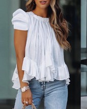 Women Trendy  Elegant Casual Shirt Female Stylish Blouse One  Solid Color Loose  - £58.82 GBP