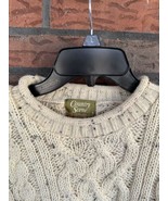 Speckled Fisherman Sweater Small Cable Knit Country Scene 100% Wool Long... - $58.90