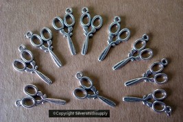 SCISSORS pendants charms antique silver plated Zinc earring findings 10pc FPS157 - £3.12 GBP