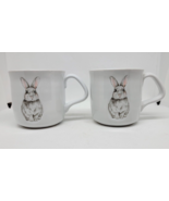 TWO Williams Sonoma BUNNY RABBIT Coffee Cups Recessed Indented Dimensional - £18.06 GBP