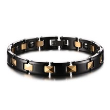 Vinterly Chain Bracelet Black Gold Color 7mm Ceramic Health Energy Magnetic Hema - £24.90 GBP