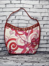 PUTU by J MacLear Ivory Pink Red Floral Satchel Shoulder Bag   - $15.98