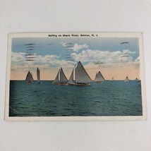 1935 Sailing on Shark River Belmar Monmouth County New Jersey Vintage Postcard - £5.72 GBP
