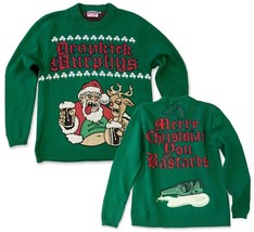 Dropkick Murphys Santa Knit Ugly Christmas Sweater Green Kiss Me I&#39;m Shitfaced - £32.07 GBP