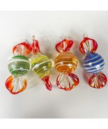 Vintage Art Glass Candy Christmas Tree Ornaments set of 4 - £11.59 GBP