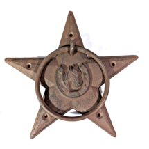 Cast Iron Barn Star Door Knocker Horse in Horseshoe Rustic Brown 9-in Wa... - $614.55 MXN