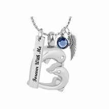 Double Dolphin Heart Pendant Necklace Ash Urn - Love Charms™ Option - $29.95