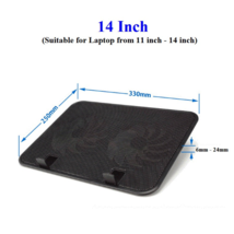 Laptop Cooling Pad / Cooler with USB and Dual Fans - 14&quot; - £30.07 GBP