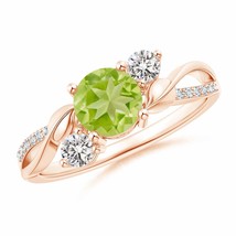 ANGARA Peridot and Diamond Twisted Vine Ring for Women, Girls in 14K Solid Gold - £942.82 GBP