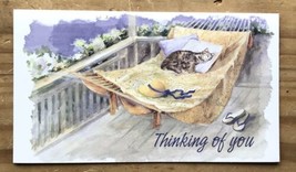 Cat Sleeping on Hammock Summer Day Thinking Of You Greeting Card - £3.89 GBP