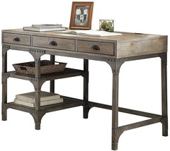 47&quot; Light Brown Rectangular Writing Desk With Three Drawers - £811.49 GBP