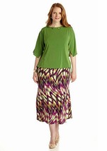 New Dana Kay Green Purple Tunic Midi Skirt Set Size 14 W Size 22 W Women $98 - £35.48 GBP