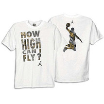 Nike Mens Jumpan How Can I Fly? T Shirt Size XX-Large Color White Black Gold - £44.52 GBP