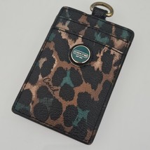 Coach Signature Leopard Print Leather Brown Black Card Case ID Holder Pre-owned - £29.51 GBP