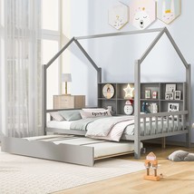 Gray Merax Wood Full Multifunctional Montessori Daybed With Trundle/Storge Shelf - £404.48 GBP
