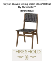Ceylon Woven Dining Chair Black/Walnut - By Threshold (Brand New ) - £83.82 GBP