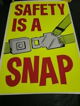 Dept Transportation Detroit Traffic Safety Assoc Poster SAFETY IS A SNAP Buckle - £32.19 GBP
