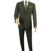 Men RENOIR Suit Seprates Solid 2 Button Business Formal Slim Fit 201-10 Olive image 4