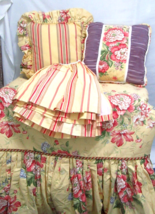 Covington Floral Multicolor Yellow Custom 4-PC Queen Ruffled Bedspread Set - $250.00