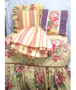 Covington Floral Multicolor Yellow Custom 4-PC Queen Ruffled Bedspread Set - $250.00
