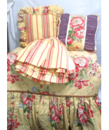 Covington Floral Multicolor Yellow Custom 4-PC Queen Ruffled Bedspread Set - £199.83 GBP