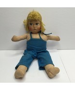 Vintage Blonde Soft Body Baby Doll Overalls 10.5&quot; - £19.63 GBP