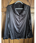 Torrid Sleep Dream Satin Long Sleeve Button Down Sleep Shirt Size 0 - $373.93 MXN