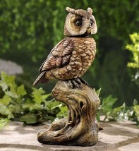 Owl Statue with Spring Bobble Head Sitting on Branch 13.5" High Brown Resin image 2