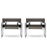 2x Chromed Steel Tube Chair Frame with Leather Straps in Dark Espresso B... - $17,853.28 MXN