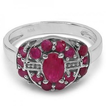  RUBY ring with White Gold Rhodium Over Sterling Silver with 15 natural gemstone - £239.00 GBP