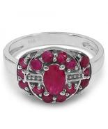  RUBY ring with White Gold Rhodium Over Sterling Silver with 15 natural ... - £236.94 GBP
