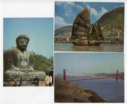 JAL Japan Air Lines Postcards Hong Kong Golden Gate Bridge Great Buddha ... - $17.80