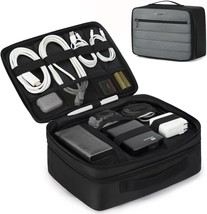Electronics Travel Organizer Double Layer Charger Organizer Bag Large Te... - £38.92 GBP