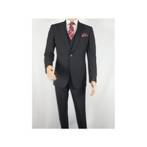 Men Suit BERLUSCONI Turkey 100% Italian Wool Super 180's 3pc Vested #Ber21 Black image 5