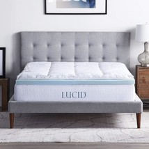 Lucid 4 Inch Down Alternative And Gel Memory Foam Mattress Topper -, Queen, Blue - $191.93