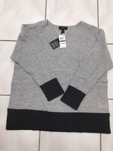 NEW CHARTERS CLUB GRAY COLORBLOCK CASHMERE SWEATER SIZE L $189 - £69.73 GBP