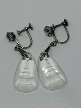 Vintage Sterling Silver 925 Chinese Building Crystal Twist On Earrings - £23.90 GBP