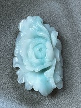 Exquisitely Carved Double Sided Aqua &amp; White Dimensional Cabbage Rose Flower &amp; - $38.12