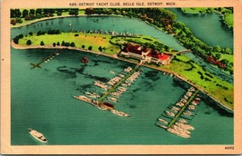 Vtg Linen Postcard Belle Isle Detroit Michigan MI - Detroit Yacht Club  - £4.42 GBP