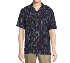 New sz Small mens short sleeve shirt button down Nautical sailboat allover print - $19.77