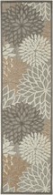 2&#39; X 6&#39; Gray And Ivory Floral Indoor Outdoor Area Rug - £68.86 GBP