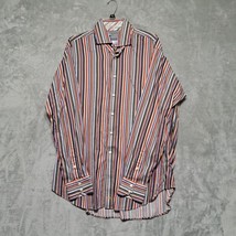 Thomas Dean Mens Shirt XL Multicolor Striped Long Sleeve Button Up Collared - £24.75 GBP