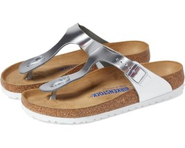 Birkenstock Gizeh Silver Leather 1016175 Soft Footbed Eu 38 - £70.39 GBP