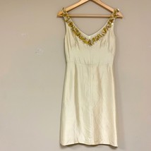 Banana Republic Silk Cocktail Dress Women 0 Champagne Elegant Beaded Sequin - £28.56 GBP