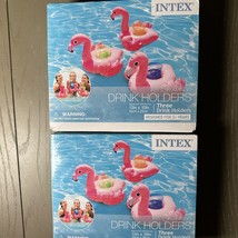 Intex Pink Flamingo Floating Drink Holders Set of 3 Flamingo Pool Partie... - £14.49 GBP