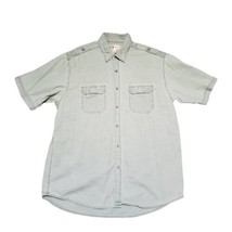 Faded Glory Men&#39;s Size L (42/44) Olive Green Short Sleeve Button-Up Shirt - £12.71 GBP