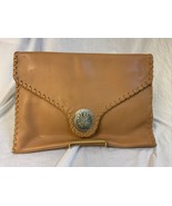 Vintage Meyers Womens Clutch Handbag Tan Leather Magnetic Outer Pocket C... - £17.60 GBP