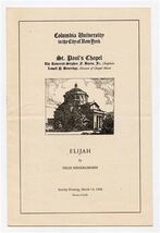 Columbia University St Paul's Chapel 1943 Program &amp; Libretto Elijah - $21.78