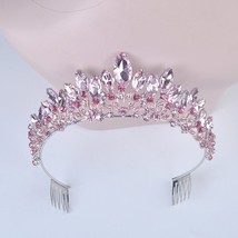 New Fashion Baroque  pink Crystal  Bridal Crown Tiaras women Diadem Tiaras for g - £28.44 GBP